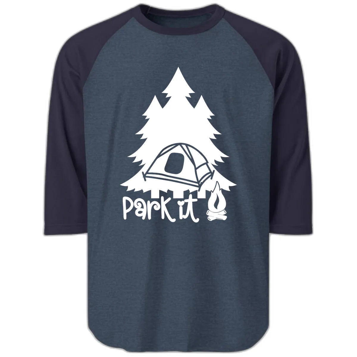 Park It Camping Adventure Raglan 3/4 in Heather Denim Navy