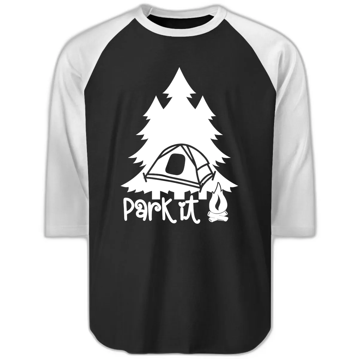 Park It Camping Adventure Raglan 3/4 in Black White