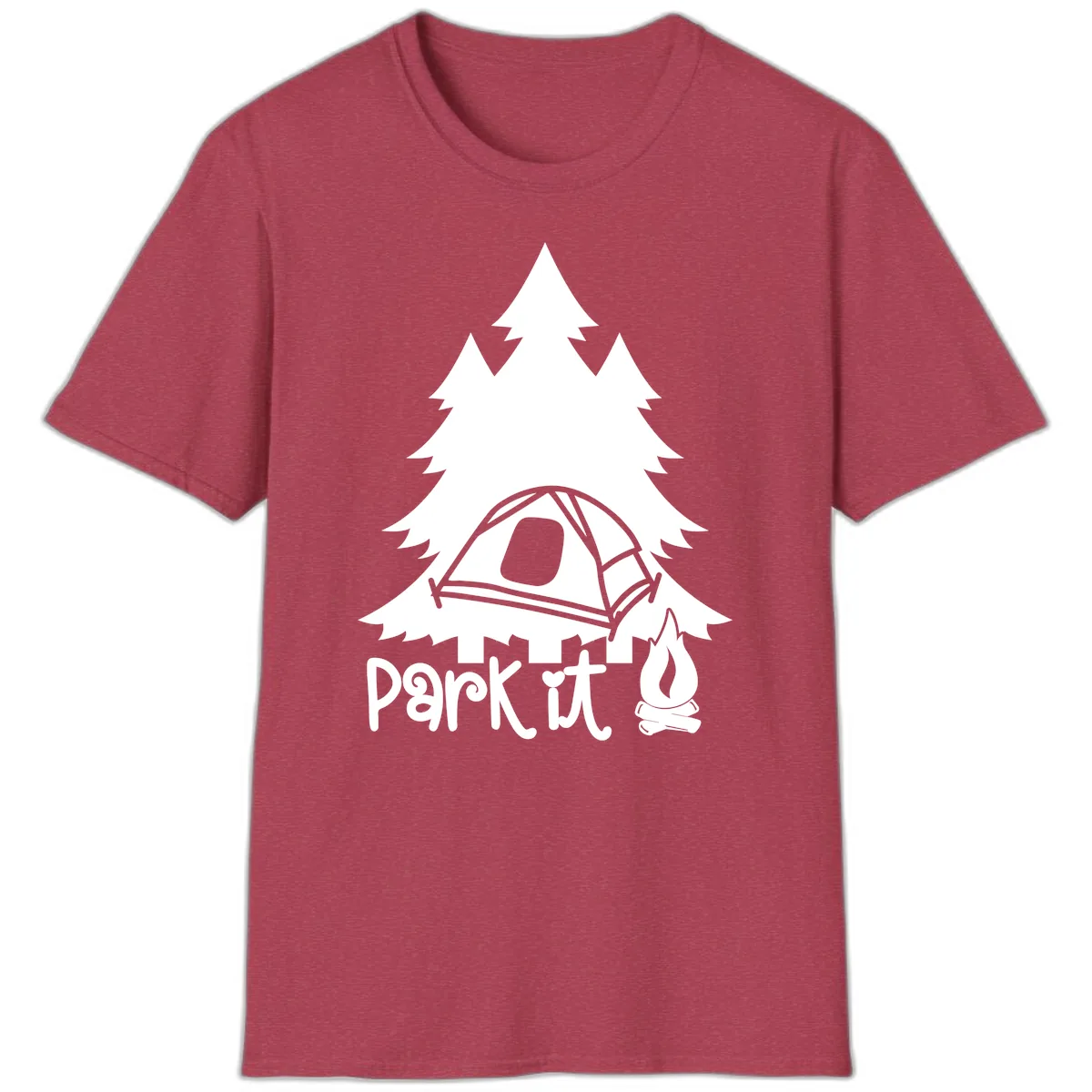 Park It Camping Adventure T-Shirt in Heather Cardinal