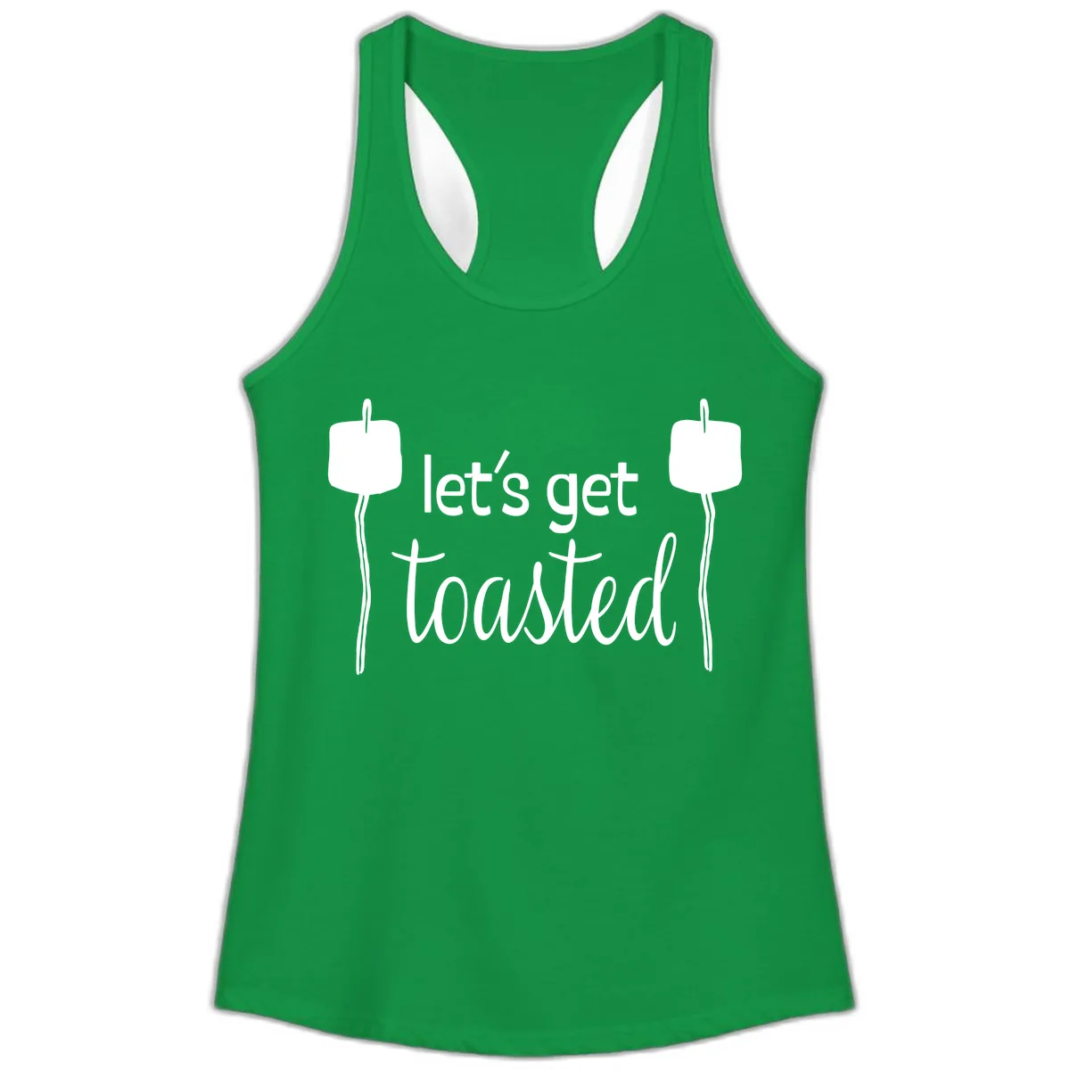 Let's Get Toasted Ladies Tank in Solid Kelly Green