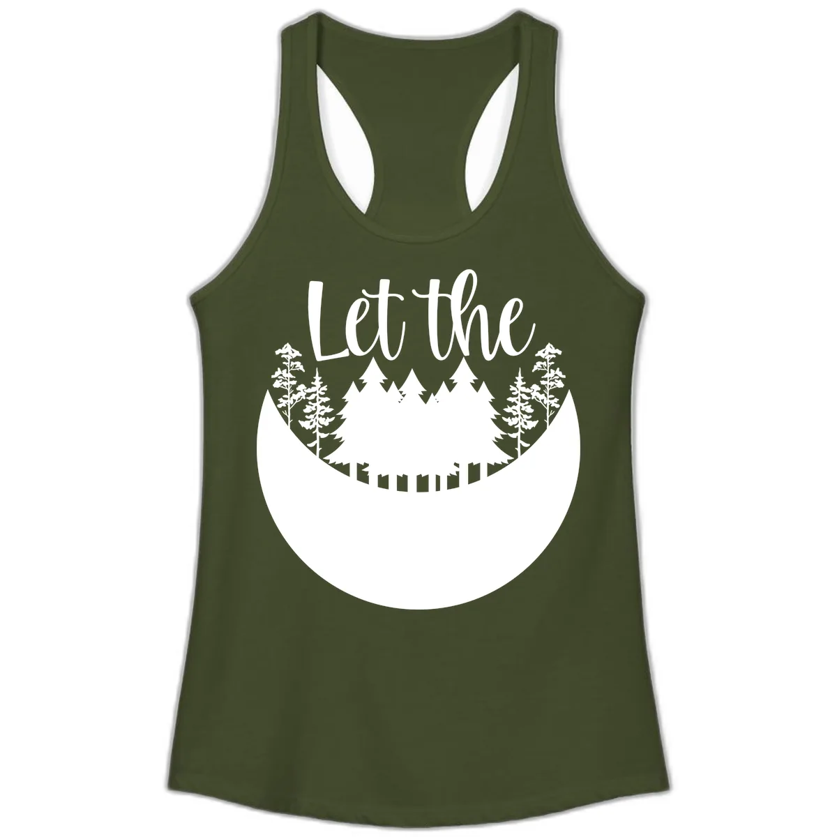 Let The Forest Speak Ladies Tank in Solid Military Green