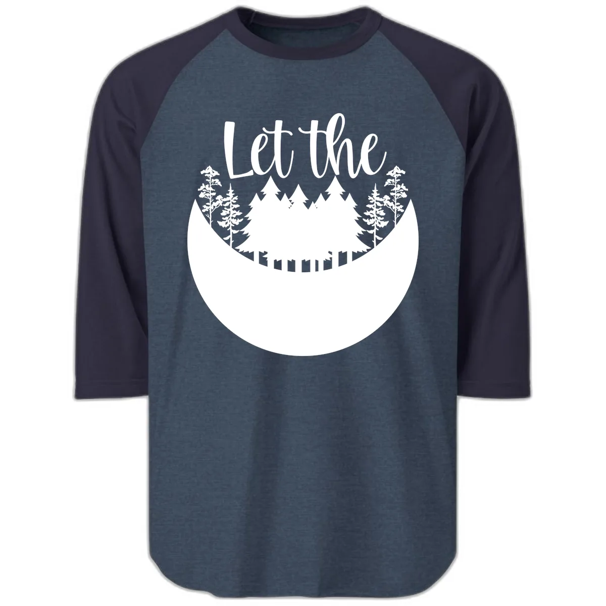 Let The Forest Speak Raglan 3/4 in Heather Denim Navy