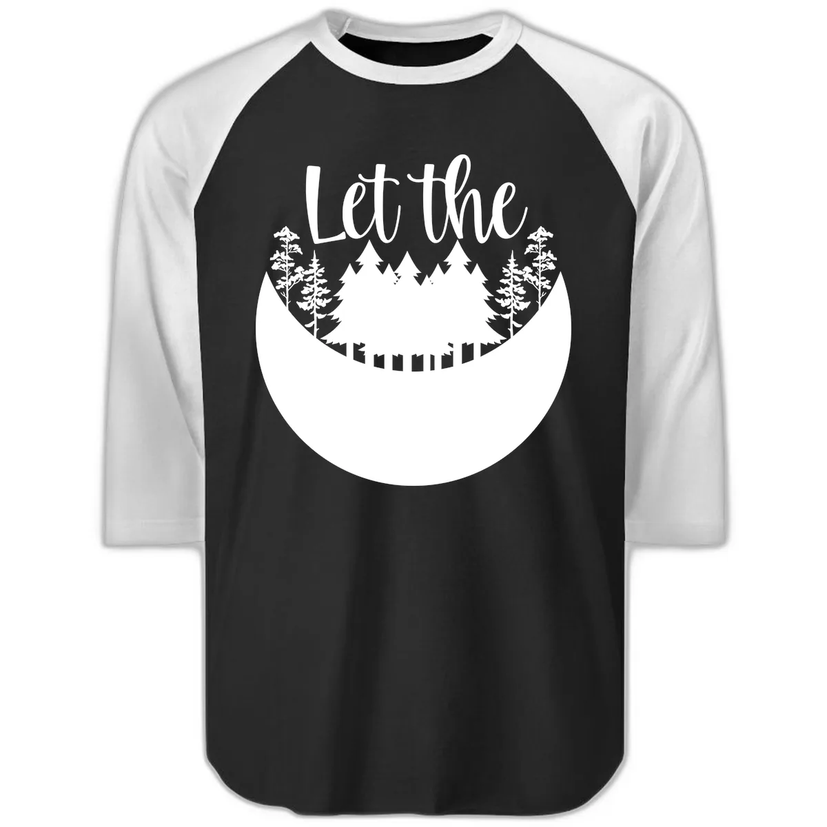 Let The Forest Speak Raglan 3/4 in Black White