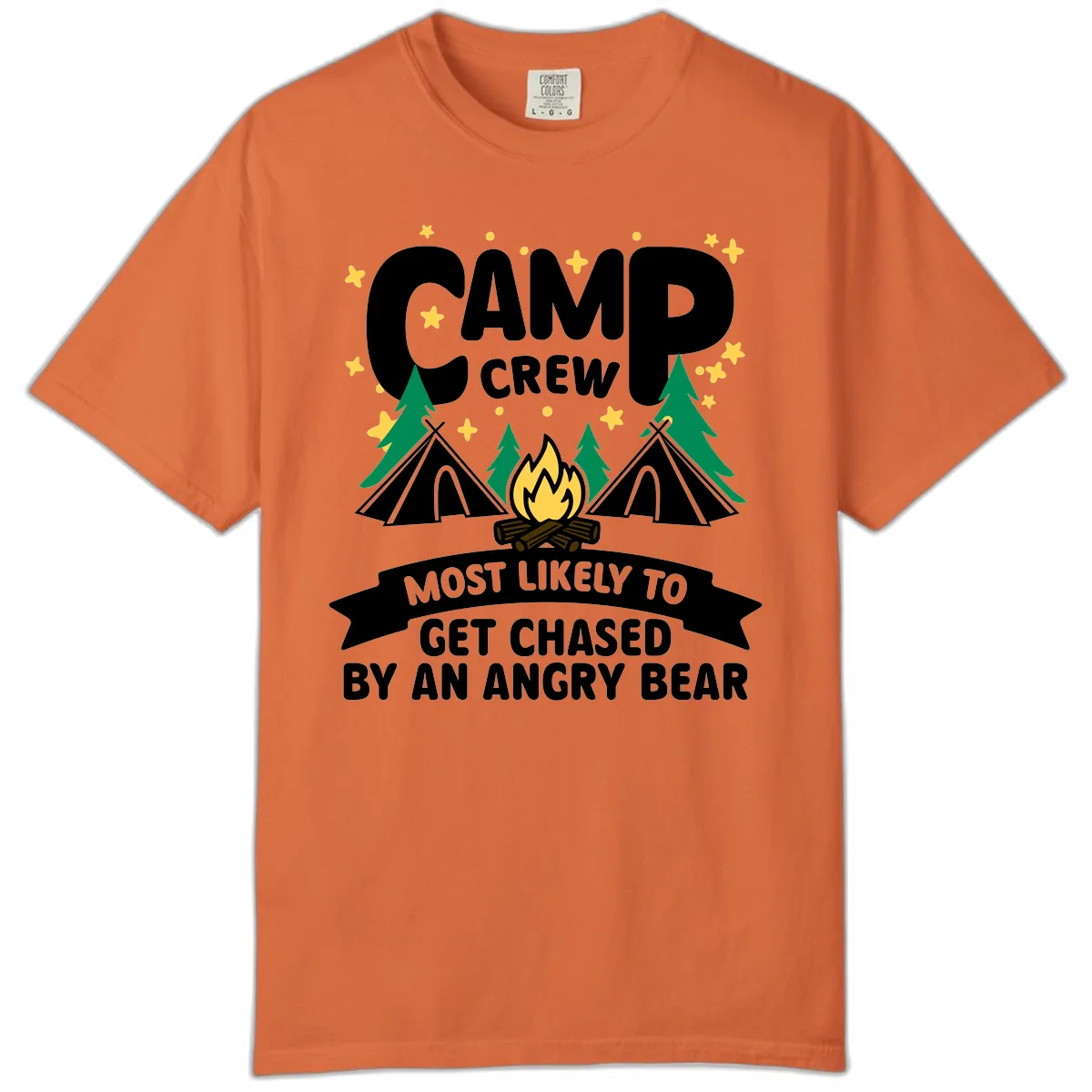 Camp Crew Most Likely Angry Bear Comfort Color in Burnt Orange