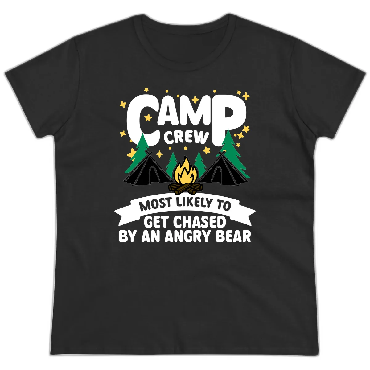 Camp Crew Most Likely Angry Bear Ladies Tee in Black