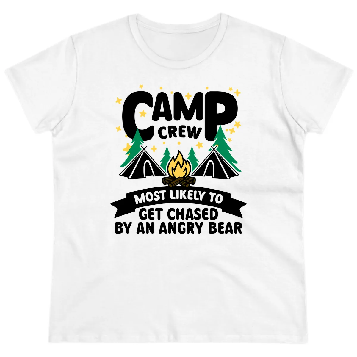 Camp Crew Most Likely Angry Bear Ladies Tee in White