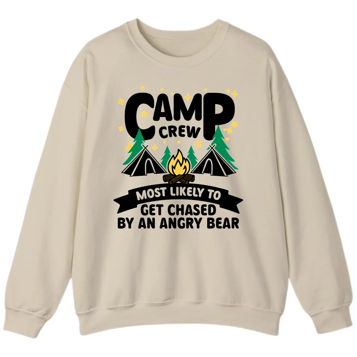 Camp Crew Most Likely Angry Bear Sweatshirt in Sand