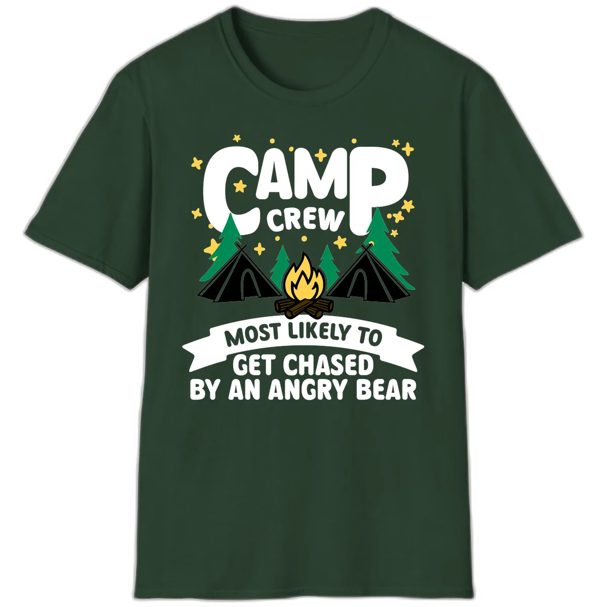 Camp Crew Most Likely Angry Bear T-Shirt in Forest Green