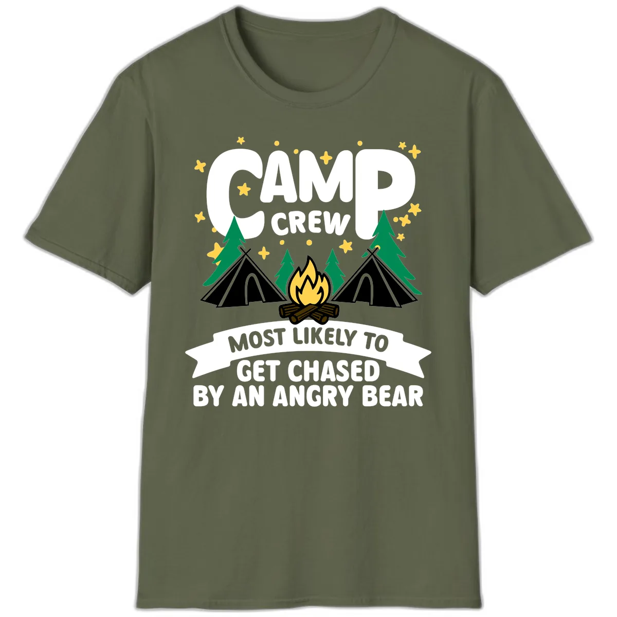 Camp Crew Most Likely Angry Bear T-Shirt in Military Green