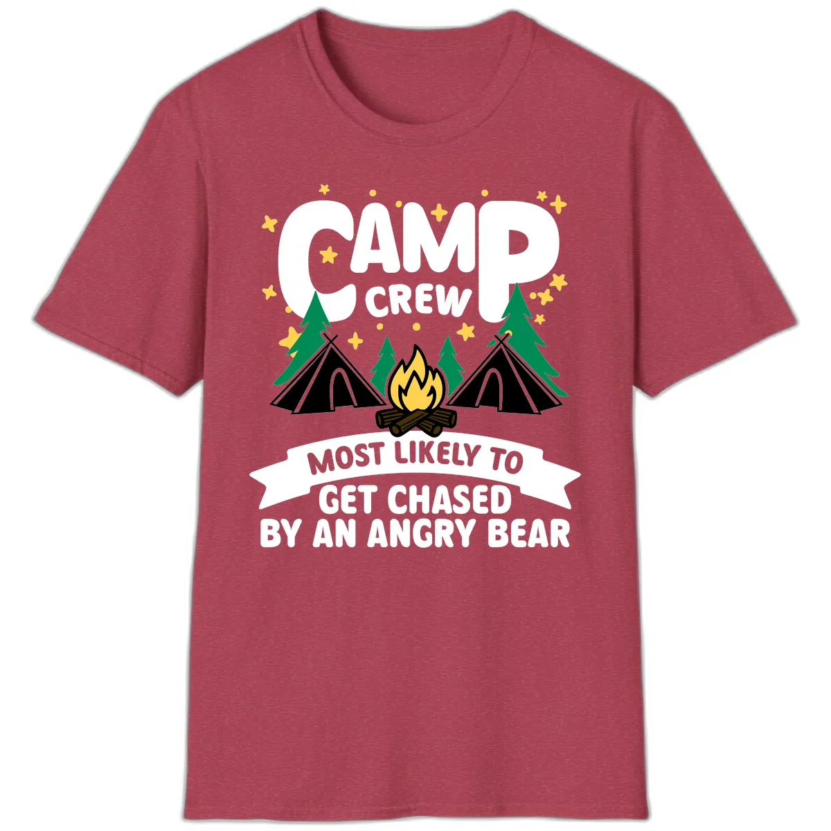 Camp Crew Most Likely Angry Bear T-Shirt in Heather Cardinal