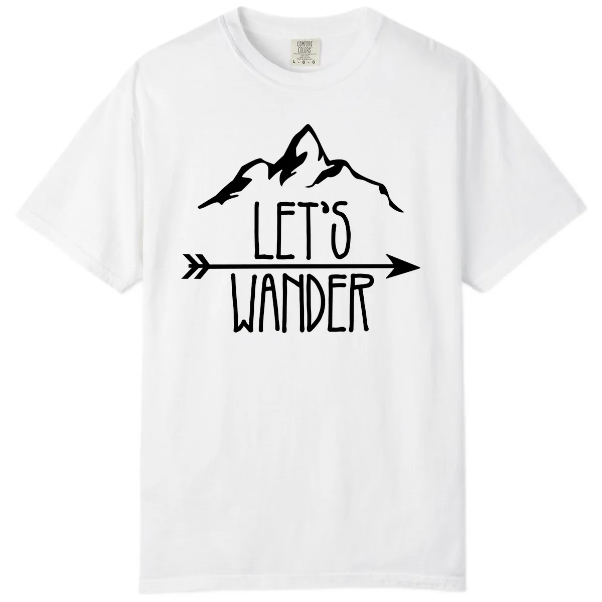 Let's Go Wander Mountain Arrow Comfort Color in White
