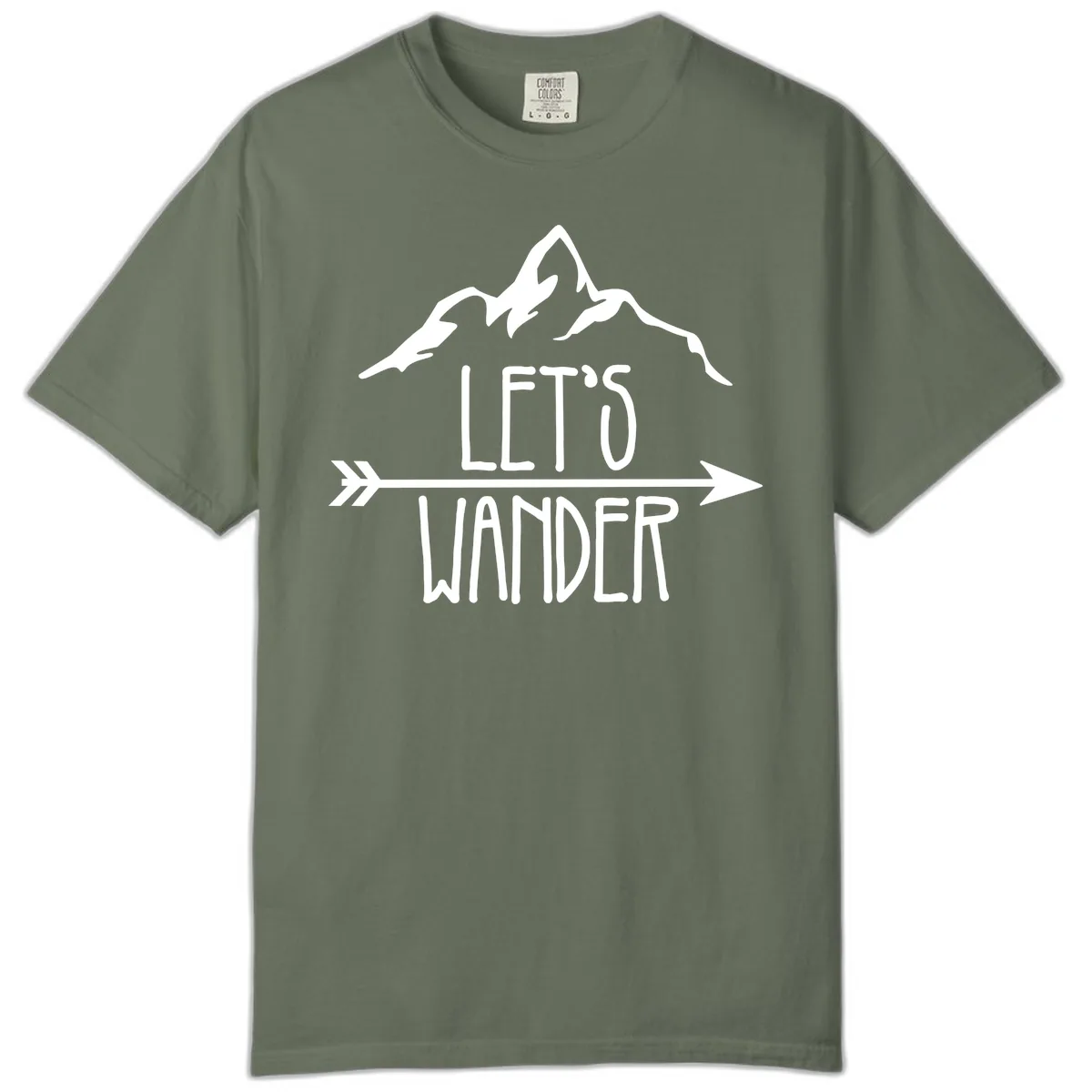 Let's Go Wander Mountain Arrow Comfort Color in Moss