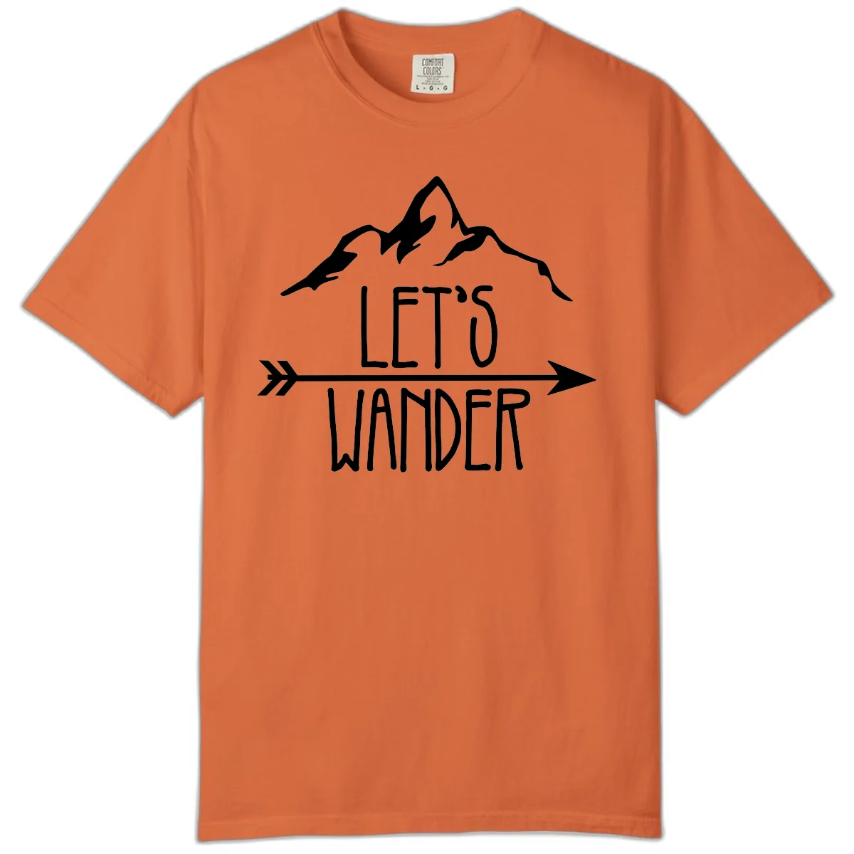 Let's Go Wander Mountain Arrow Comfort Color in Burnt Orange