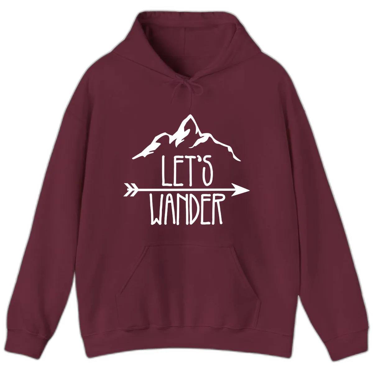 Let's Go Wander Mountain Arrow Hoodie in Maroon
