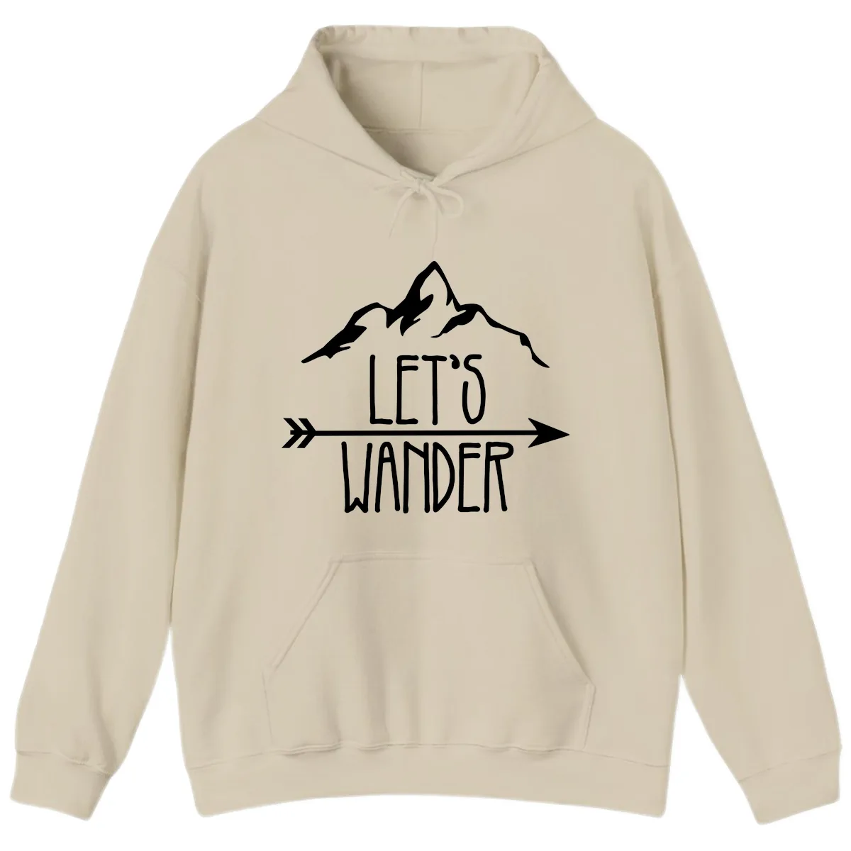 Let's Go Wander Mountain Arrow Hoodie in Sand