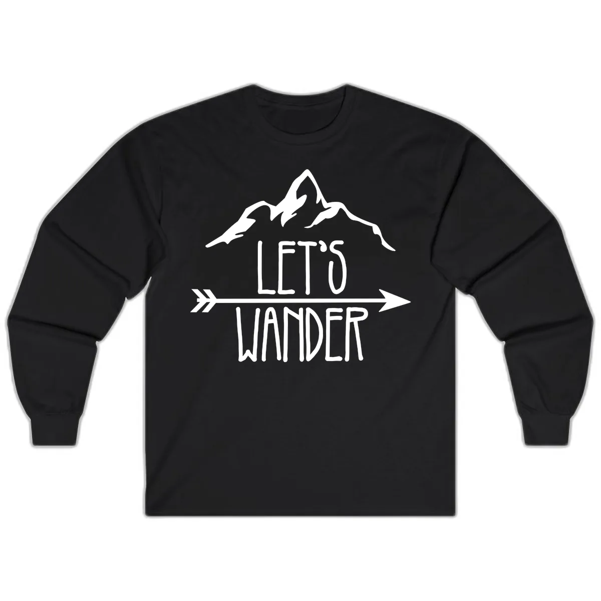 Let's Go Wander Mountain Arrow Long Sleeve in Black