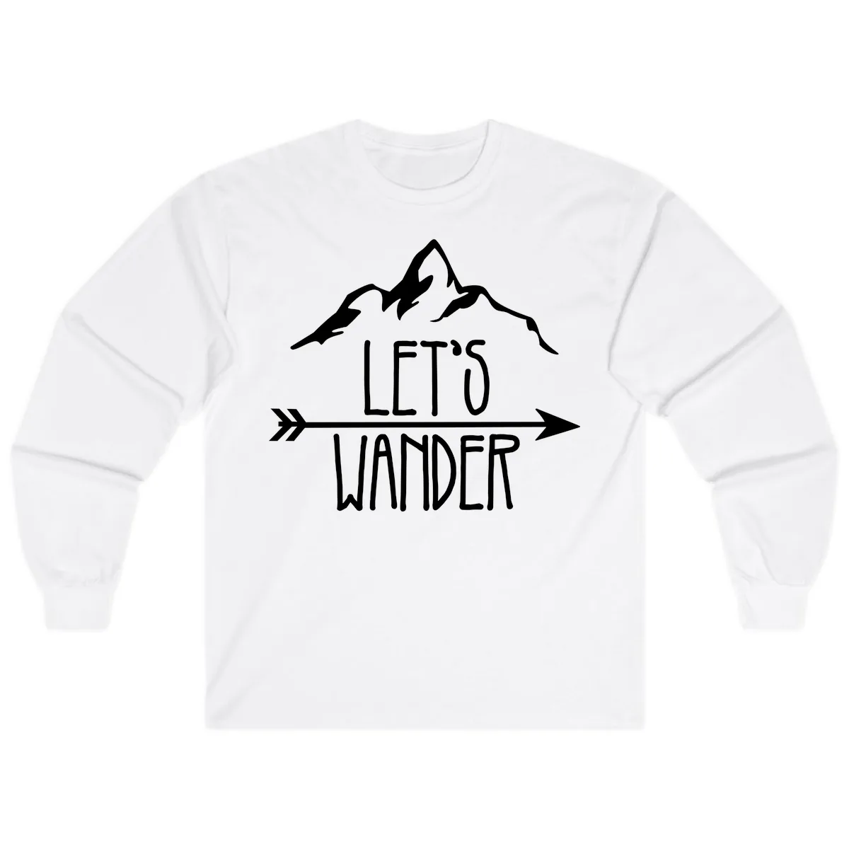 Let's Go Wander Mountain Arrow Long Sleeve in White
