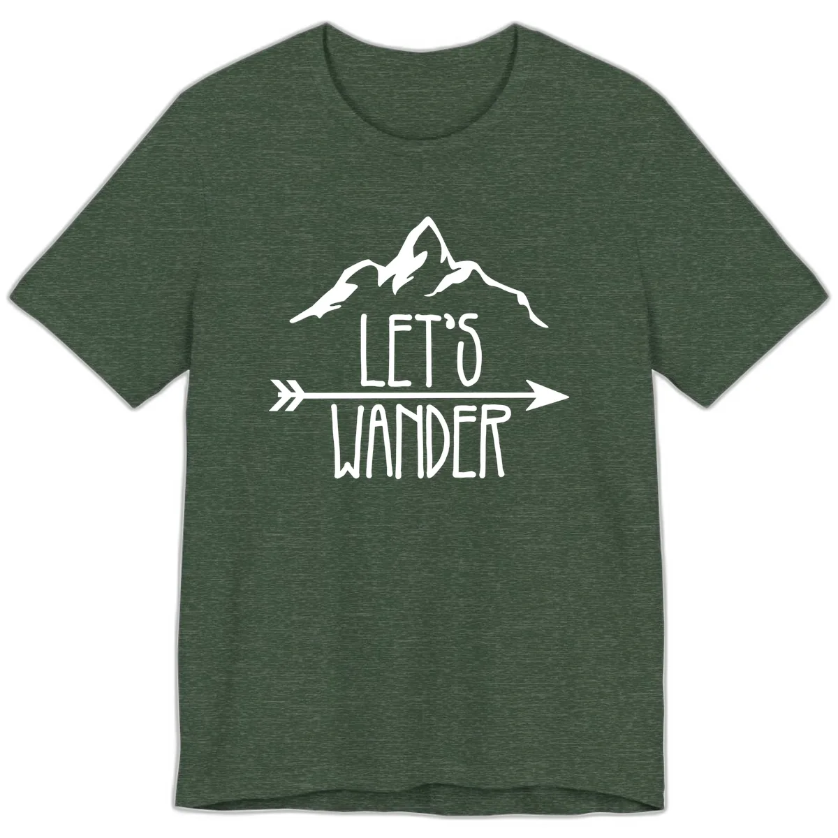 Let's Go Wander Mountain Arrow Premium T-Shirt in Heather Forest