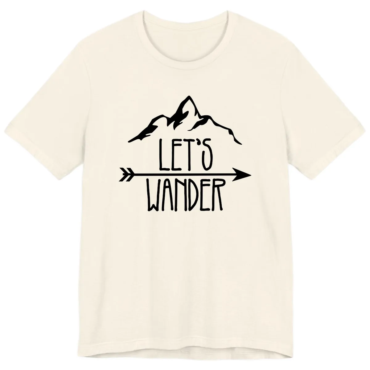 Let's Go Wander Mountain Arrow Premium T-Shirt in Natural