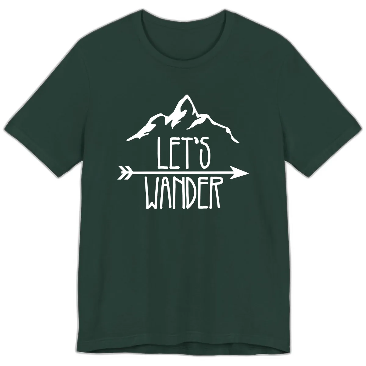Let's Go Wander Mountain Arrow Premium T-Shirt in Forest
