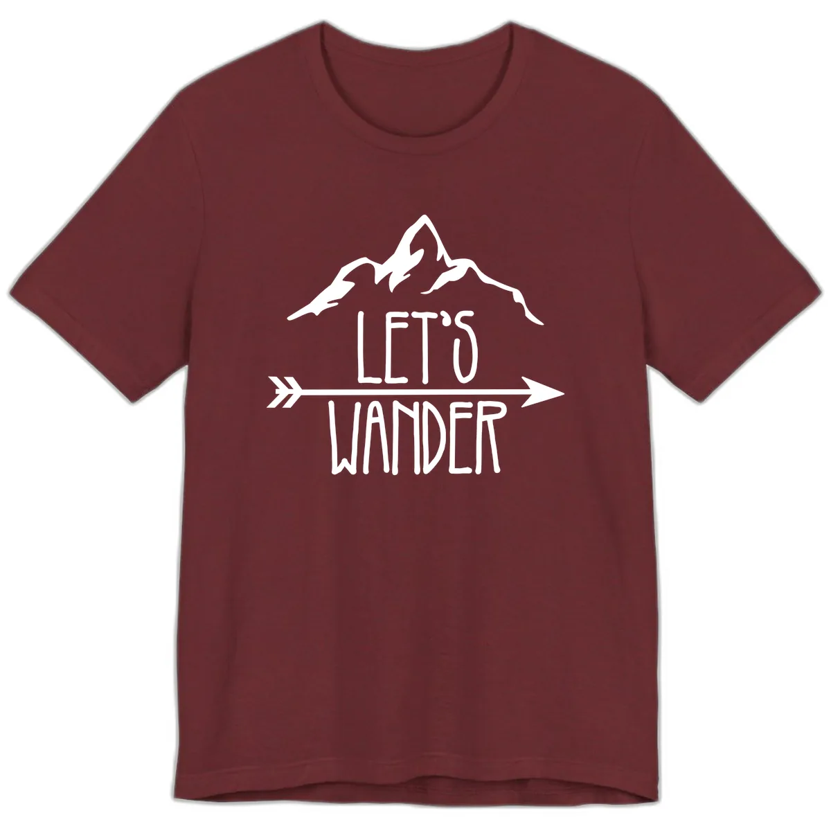 Let's Go Wander Mountain Arrow Premium T-Shirt in Heather Cardinal