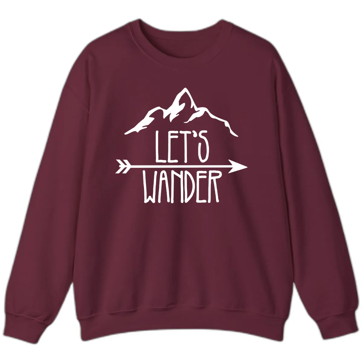 Let's Go Wander Mountain Arrow Sweatshirt in Maroon