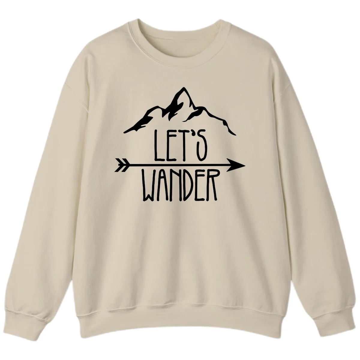 Let's Go Wander Mountain Arrow Sweatshirt in Sand