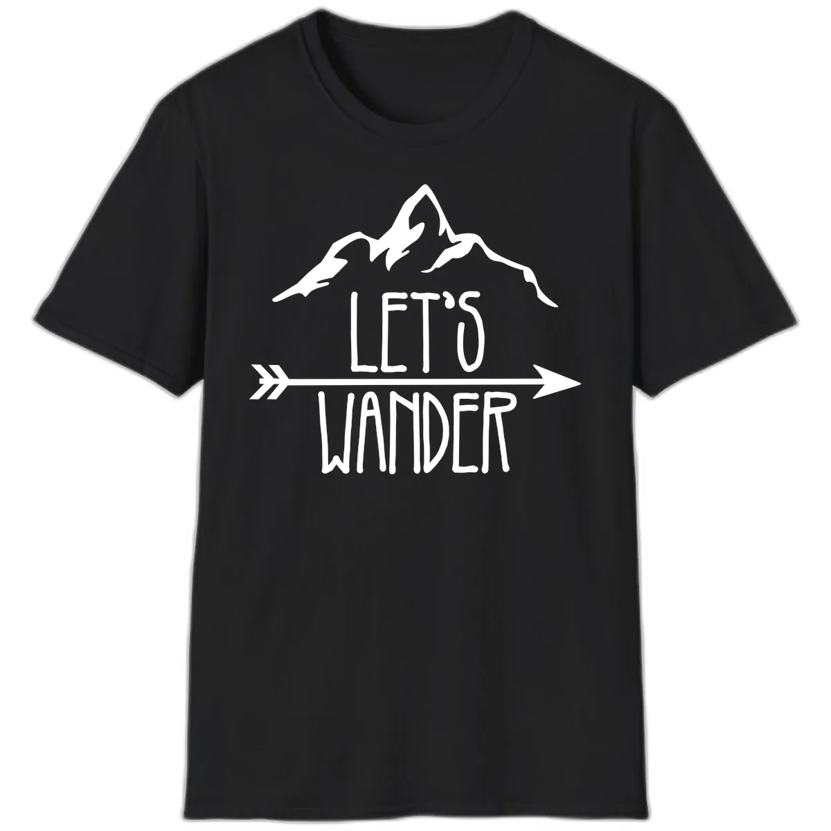 Let's Go Wander Mountain Arrow T-Shirt in Black