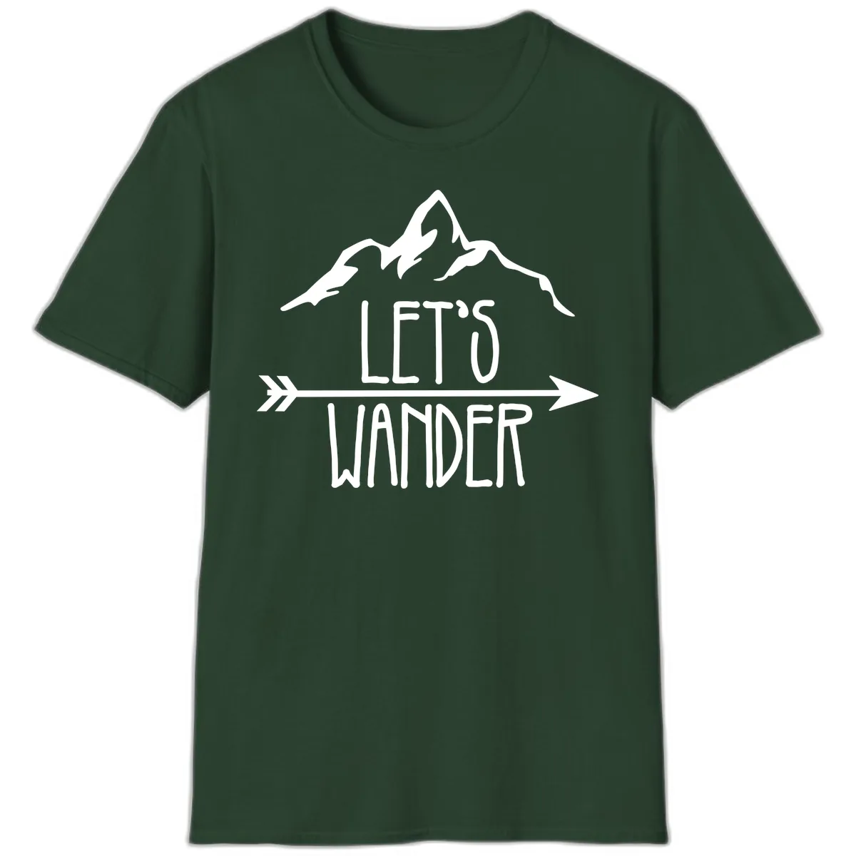 Let's Go Wander Mountain Arrow T-Shirt in Forest Green