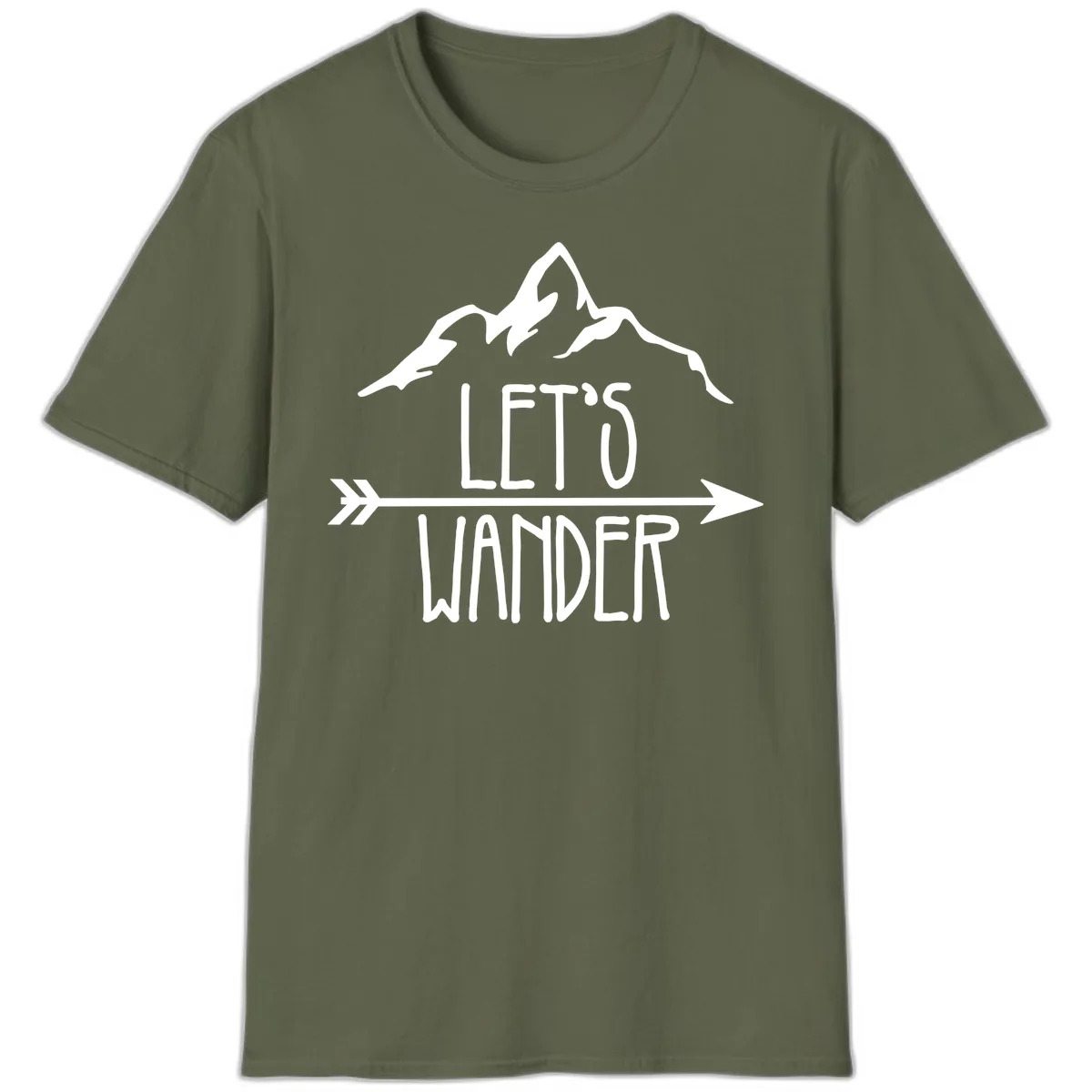 Let's Go Wander Mountain Arrow T-Shirt in Military Green