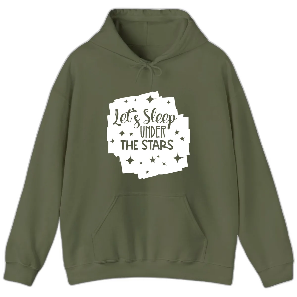 Let's Sleep Under The Stars Hoodie in Military Green