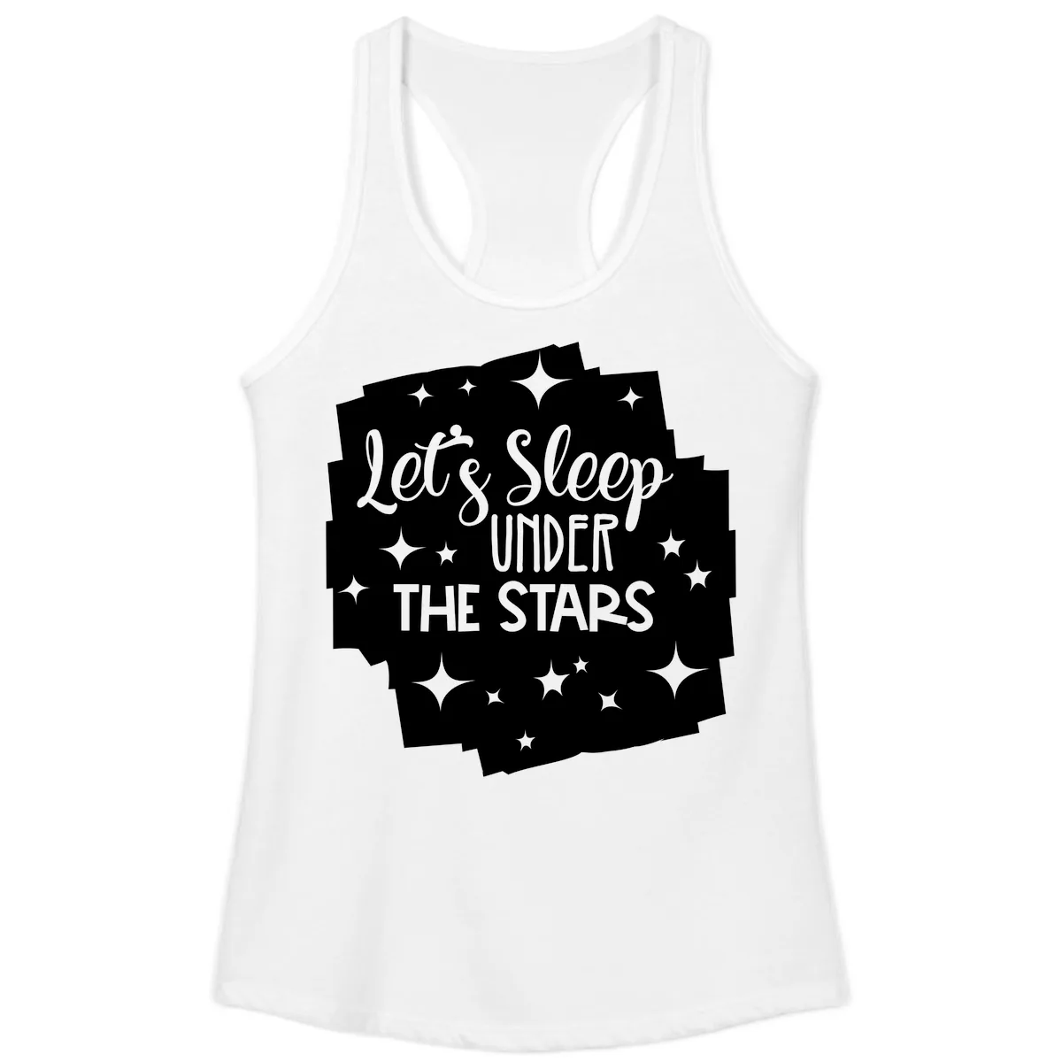Let's Sleep Under The Stars Ladies Tank in White