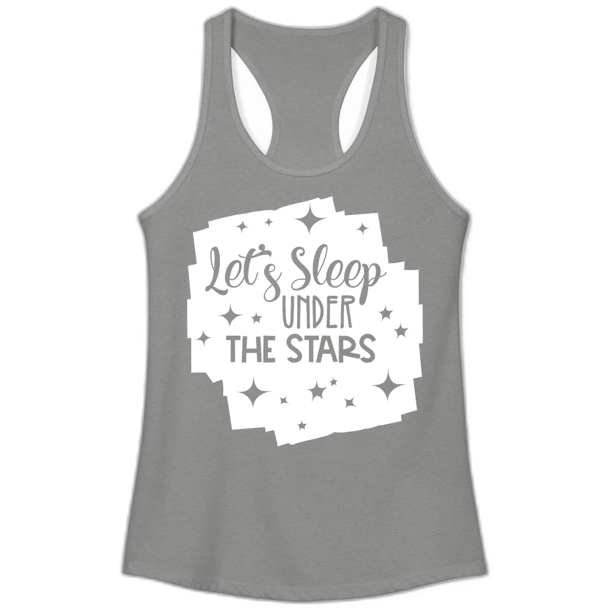 Let's Sleep Under The Stars Ladies Tank in Heather Grey