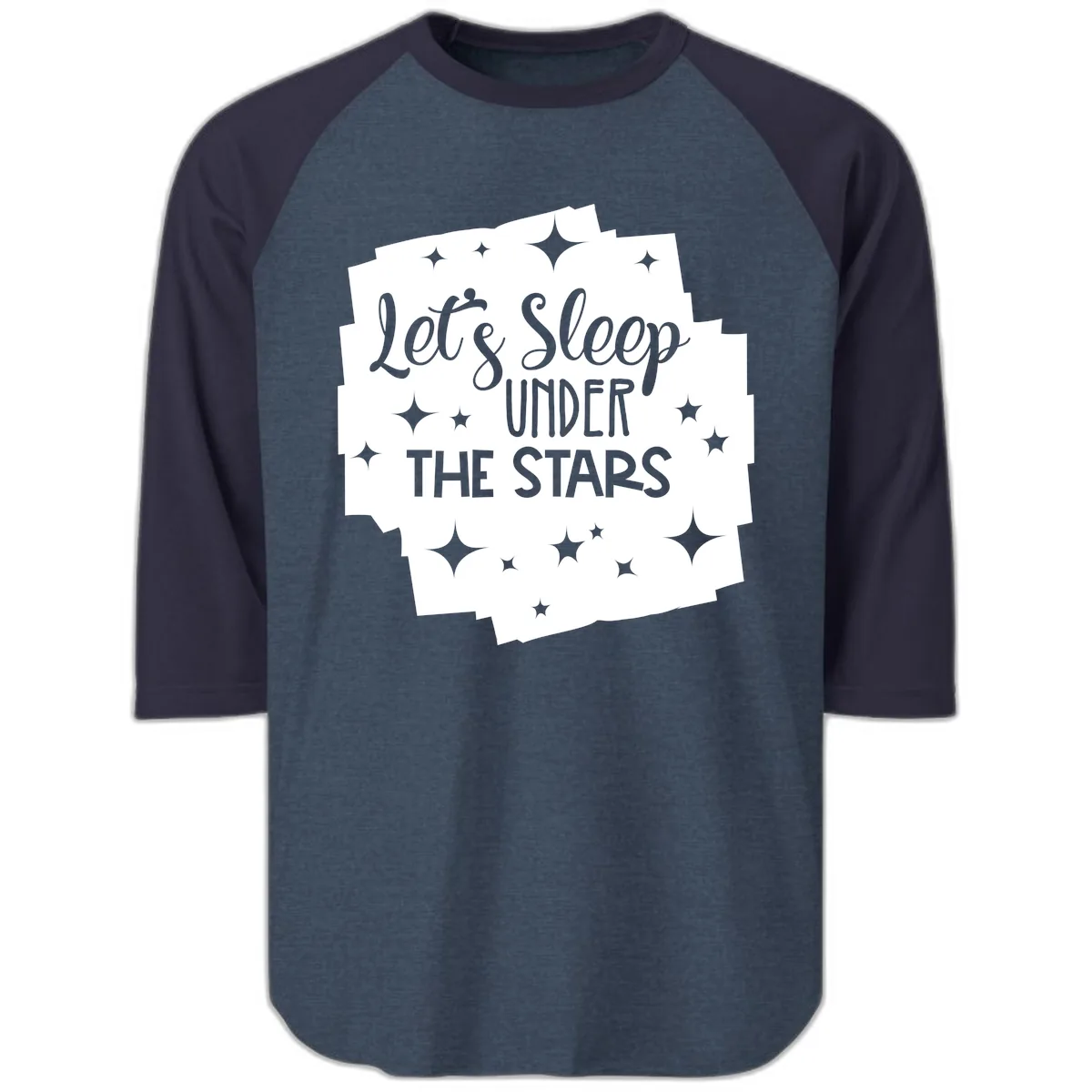 Let's Sleep Under The Stars Raglan 3/4 in Heather Denim Navy