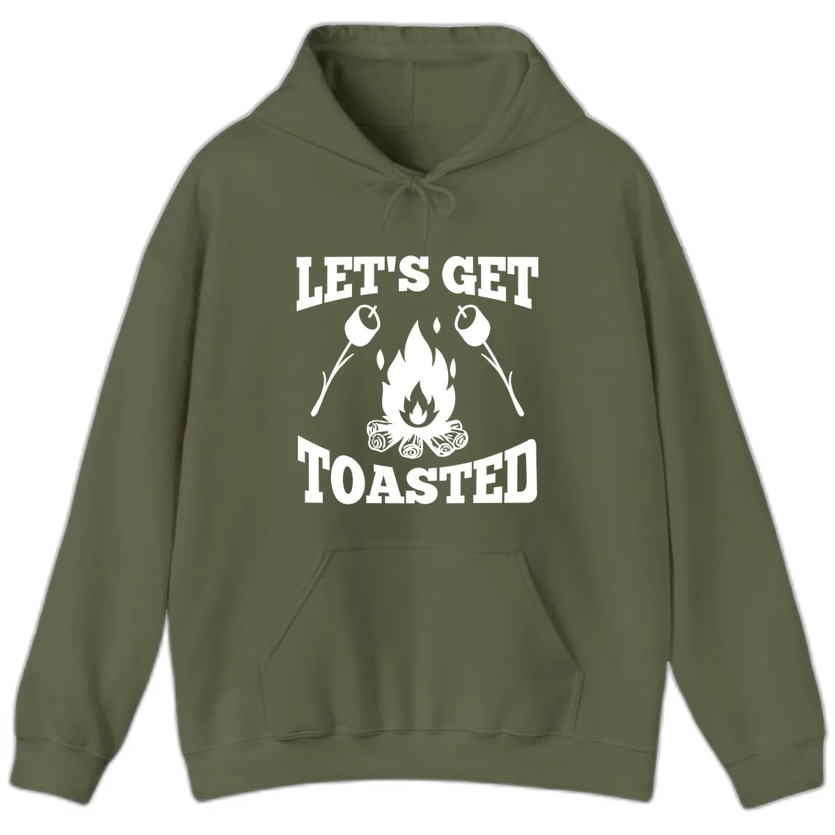 Let's Get Toasted Campfire Hoodie in Military Green