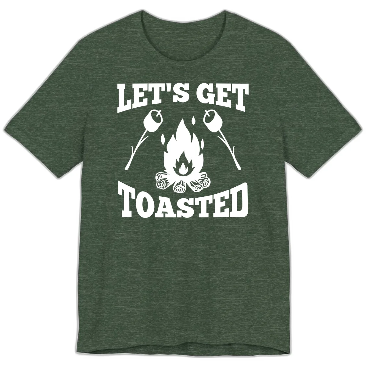 Let's Get Toasted Campfire Premium T-Shirt in Heather Forest