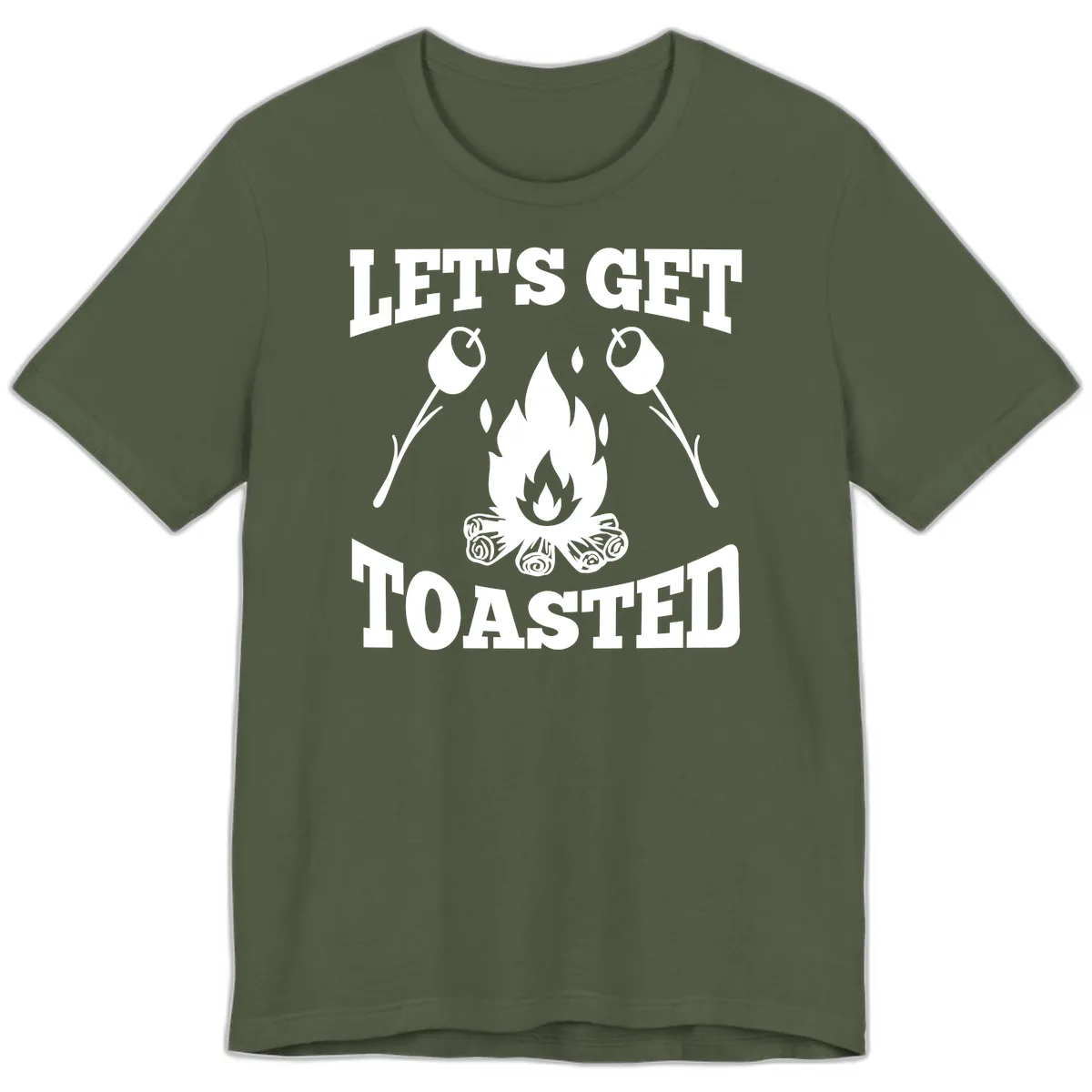 Let's Get Toasted Campfire Premium T-Shirt in Military Green