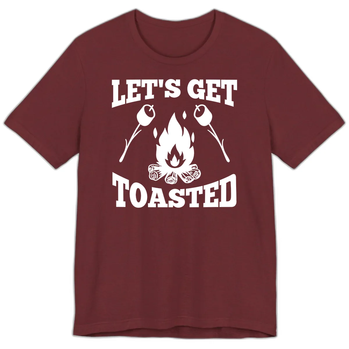 Let's Get Toasted Campfire Premium T-Shirt in Heather Cardinal