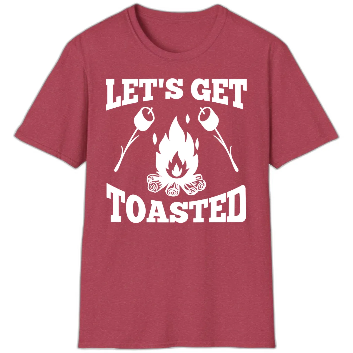 Let's Get Toasted Campfire T-Shirt in Heather Cardinal