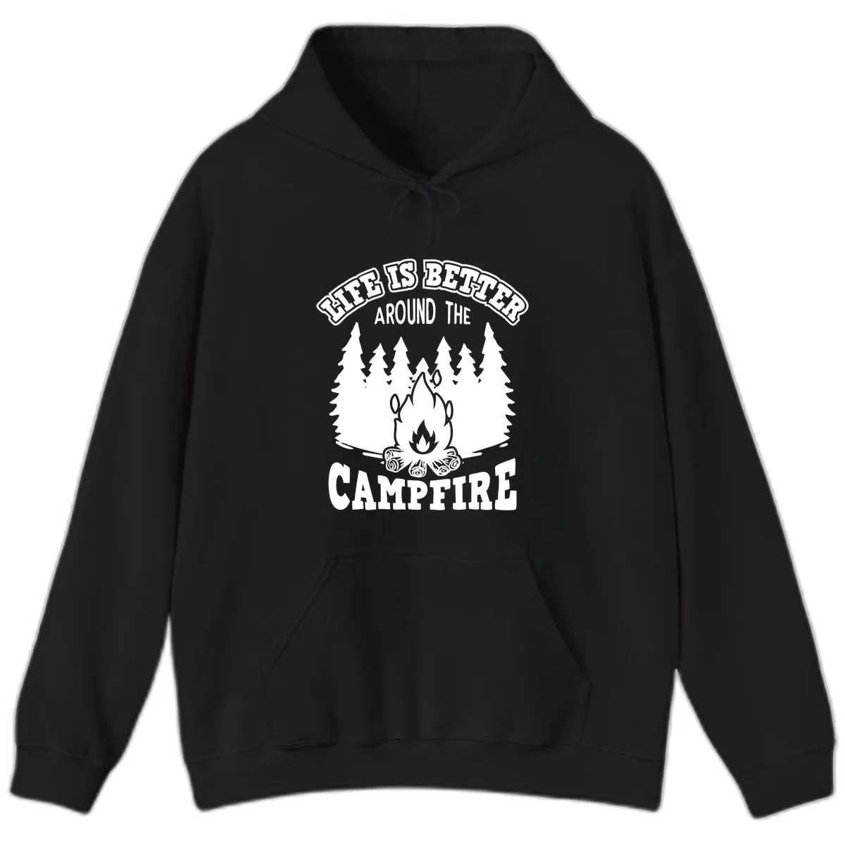 Life's Better Around The Campfire Hoodie in Black