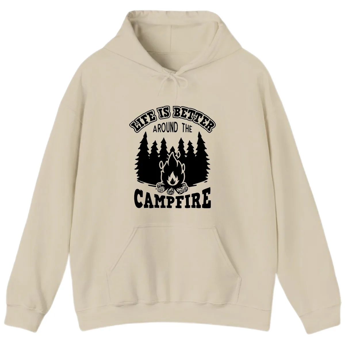 Life's Better Around The Campfire Hoodie in Sand