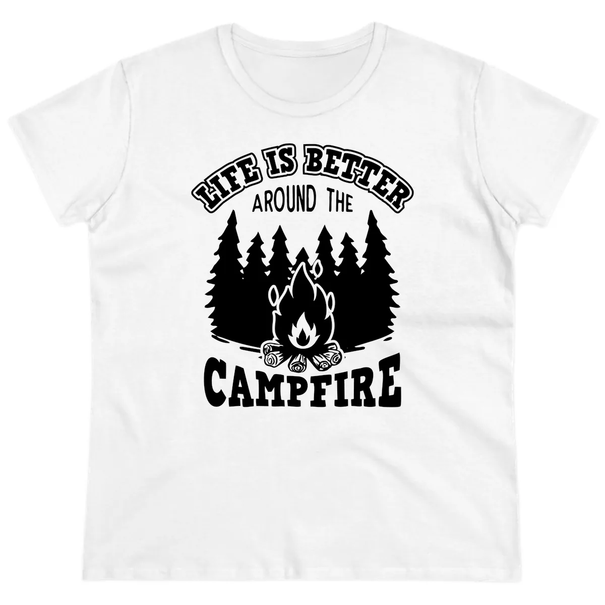 Life's Better Around The Campfire Ladies Tee in White