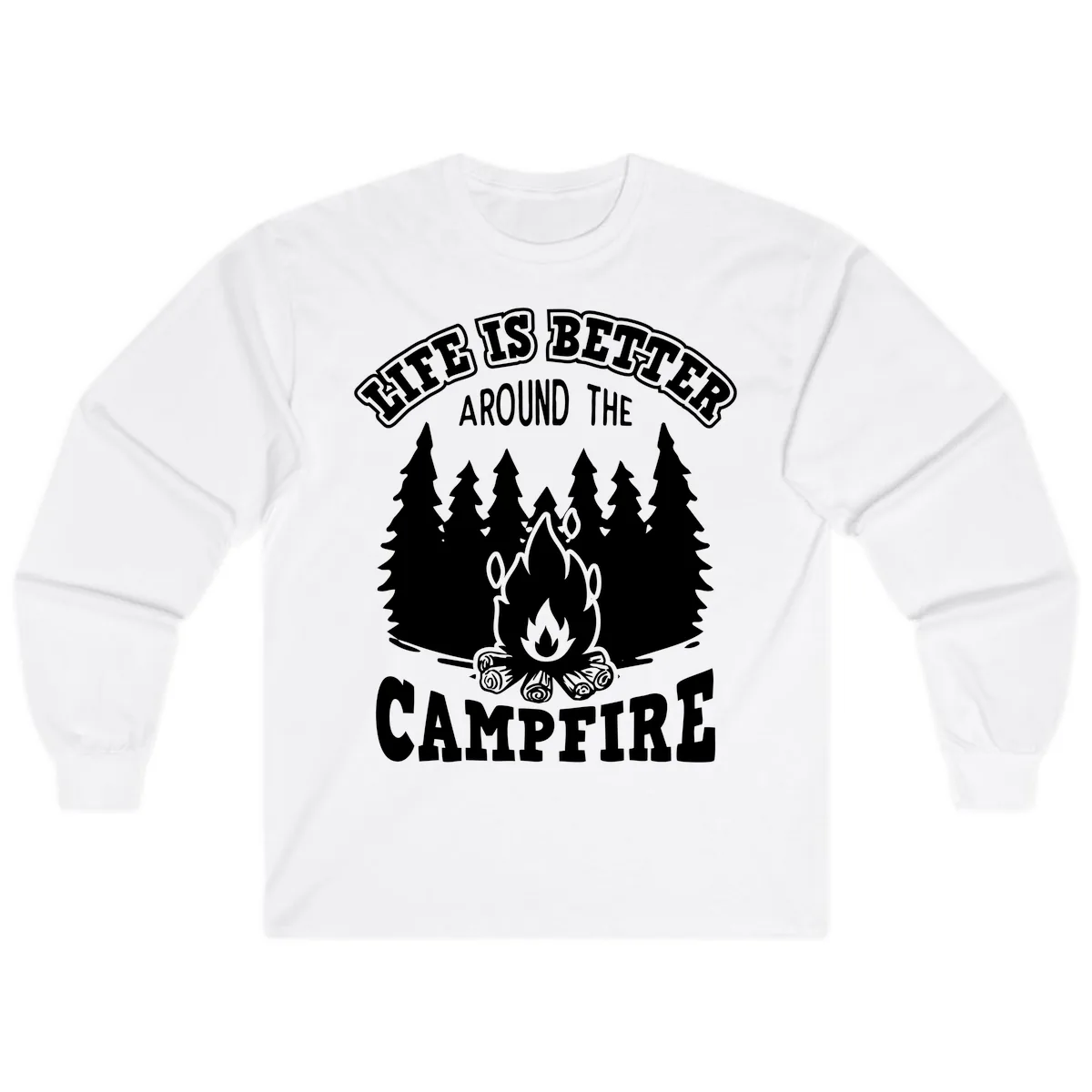 Life's Better Around The Campfire Long Sleeve in White
