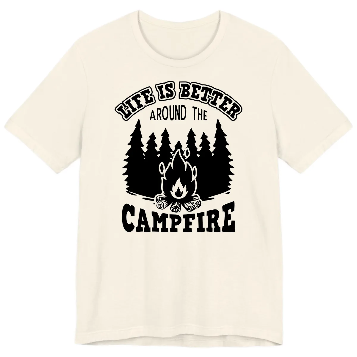 Life's Better Around The Campfire Premium T-Shirt in Natural