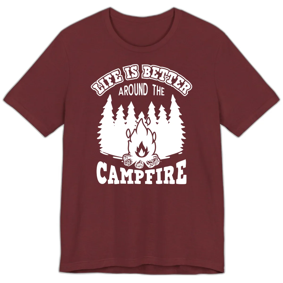 Life's Better Around The Campfire Premium T-Shirt in Heather Cardinal