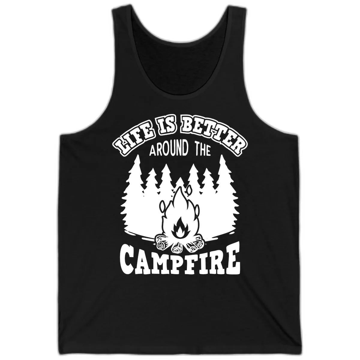 Life's Better Around The Campfire Tank in Black