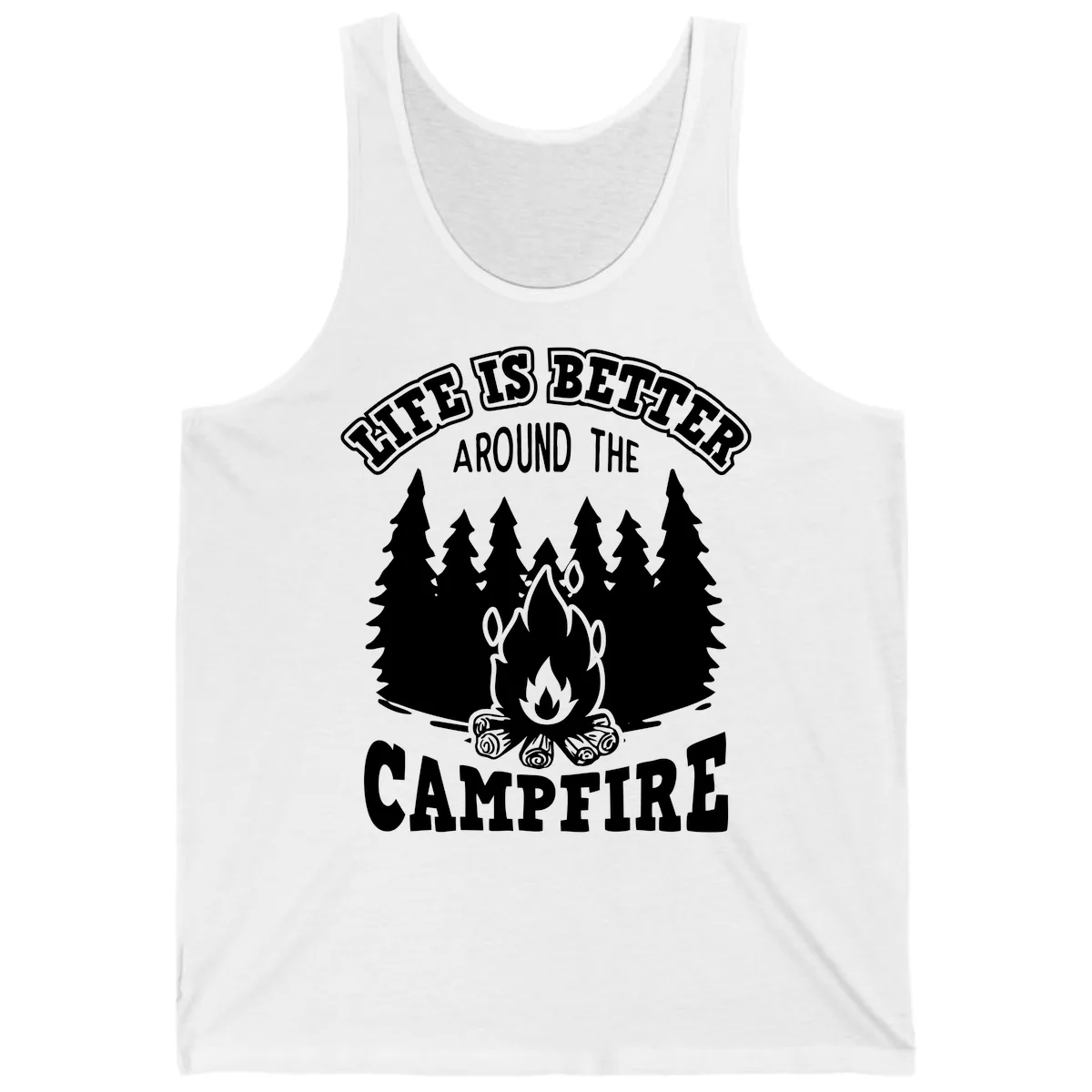 Life's Better Around The Campfire Tank in White