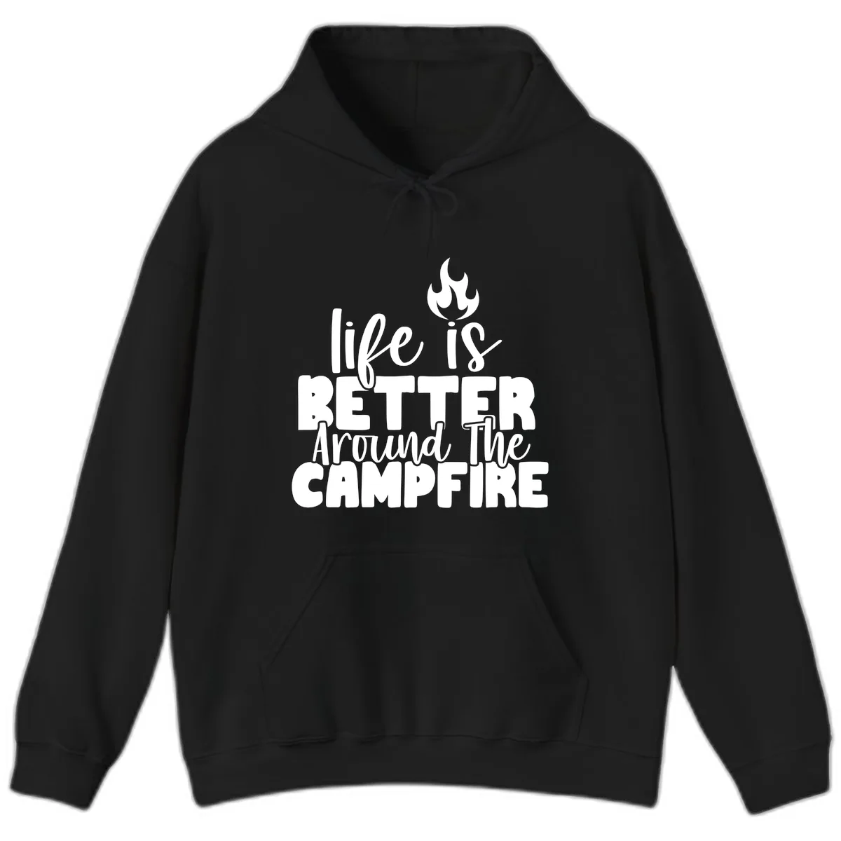 Life Is Better Around The Campfire Hoodie in Black