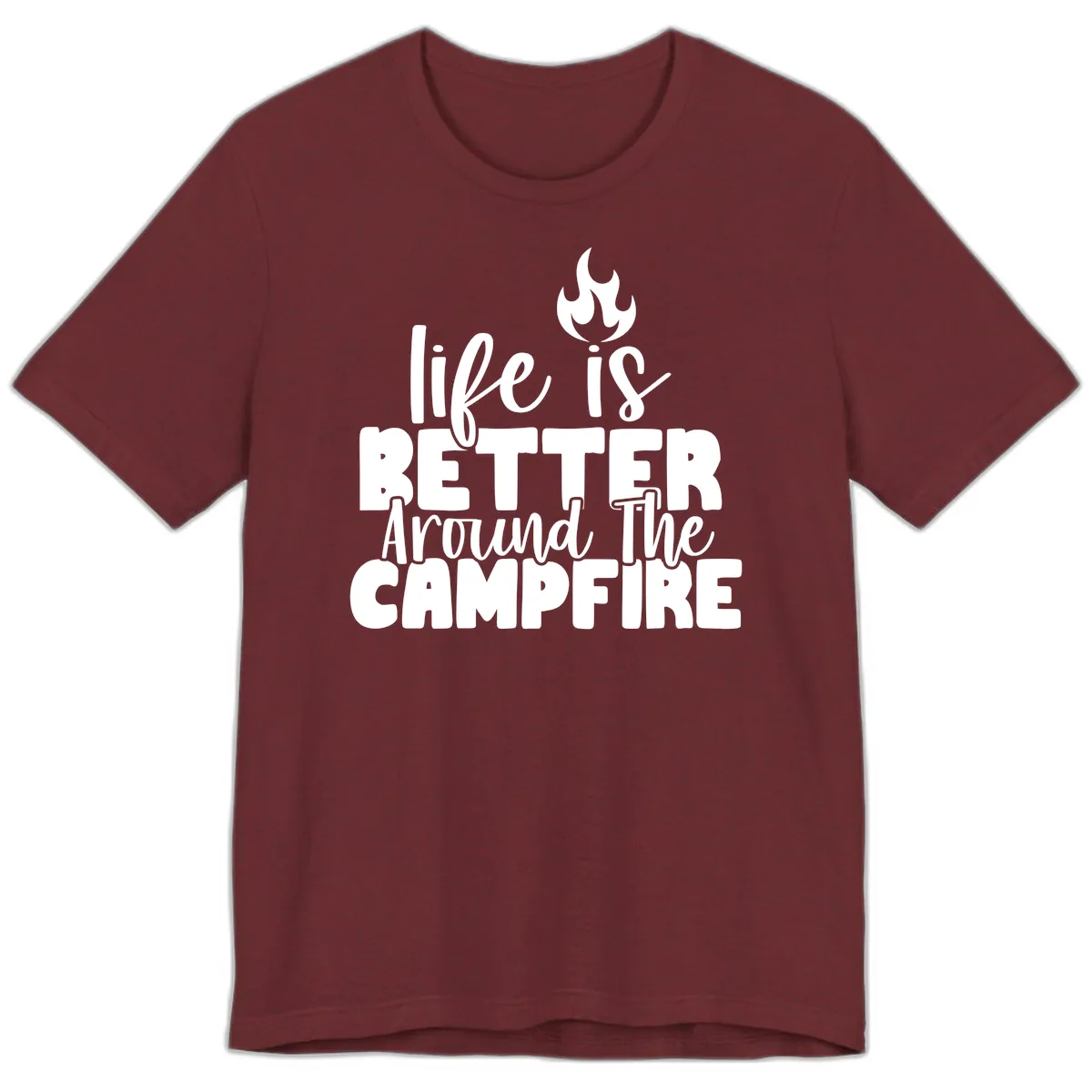 Life Is Better Around The Campfire Premium T-Shirt in Heather Cardinal