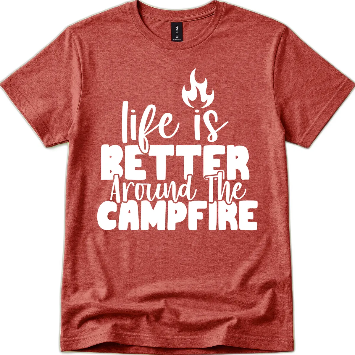 Life Is Better Around The Campfire T-Shirt in Heather Cardinal